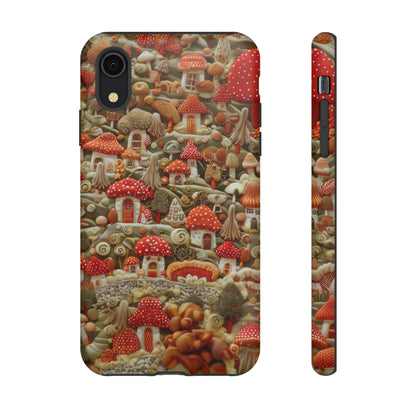 Custodia per iPhone Il villaggio dei funghi incantati, grafica con funghi fantasy, custodia protettiva unica, custodie per telefoni resistenti