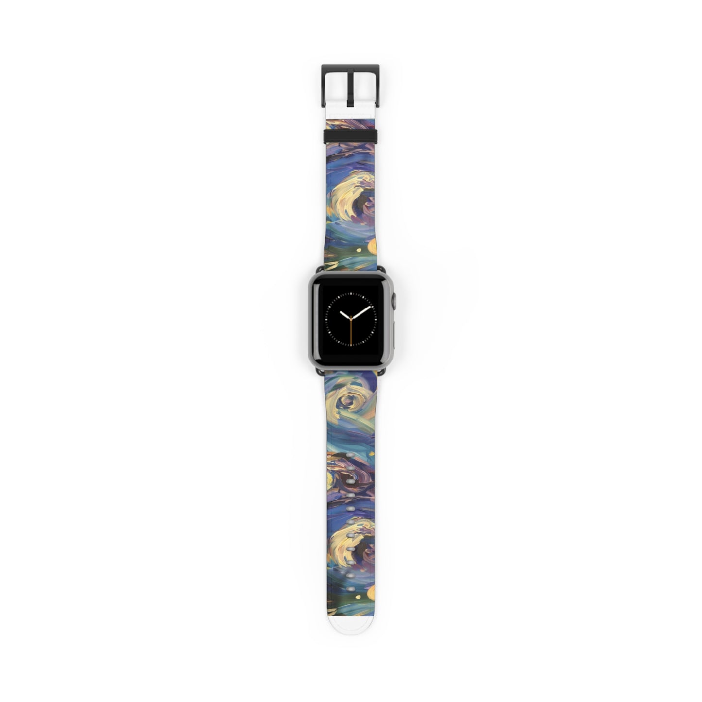 Starry Night Swirl Apple Watch Band, Van Gogh Inspired Art Strap, Expressionist Painting Accessory, Unique Art Lover's Watch Band, Creative Gift Idea. Apple Watch Straps For Series 4 5 6 7 8 9 ULTRA SE 38/40/41mm & 42/44/45mm Vegan Faux Leather Band