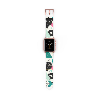 Geometric Shapes Apple Watch Band | Contemporary Memphis Design Strap | Chic Urban Style Smartwatch Accessory | Unique Artistic Gift. Apple Watch Band Apple Watch Straps For Series 4 5 6 7 8 9 ULTRA SE 38/40/41mm & 42/44/45mm Vegan Faux Leather Band