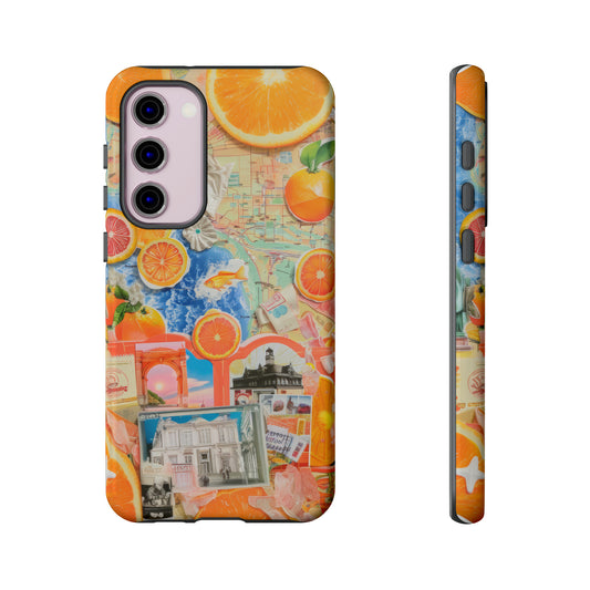 Citrus Escape Travel Collage Phone Case, Vibrant Summer Vacation Design for Smartphones, Tough Cases