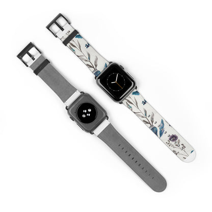 Florale Eleganz Apple Watch Band | Schickes Armband mit botanischem Design. Apple Watch Band Apple Watch Armbänder für Serie 4 5 6 7 8 9 ULTRA SE 38/40/41 mm und 42/44/45 mm veganes Kunstlederband 