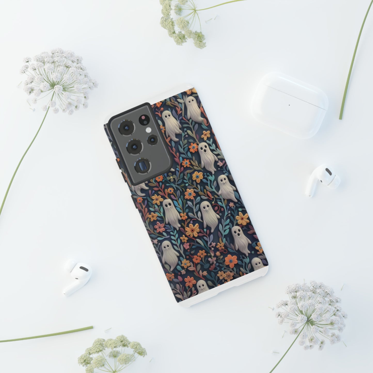 iPhone-Hülle mit floralem Geistermotiv, einzigartiges gruseliges Design, bezaubernde Schutzhülle, robuste Hüllen