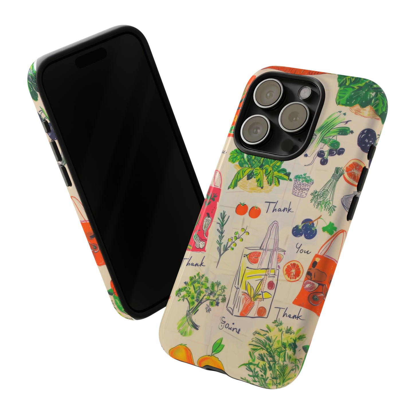 Custodia per telefono a tema di generi alimentari sostenibili, cover dal design ecologico per lo shopping per smartphone, custodie per telefoni resistenti 