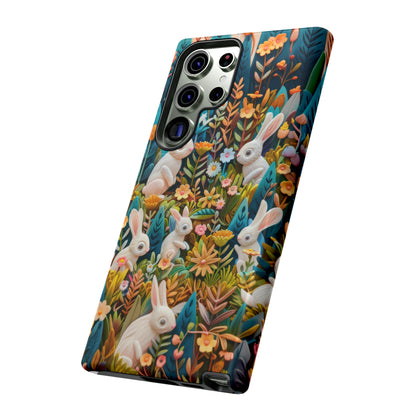 Mystical Garden Bunnies iPhone Case, Enchanted Floral Wonderland, Durable Protective Cover, Tough Phone Cases