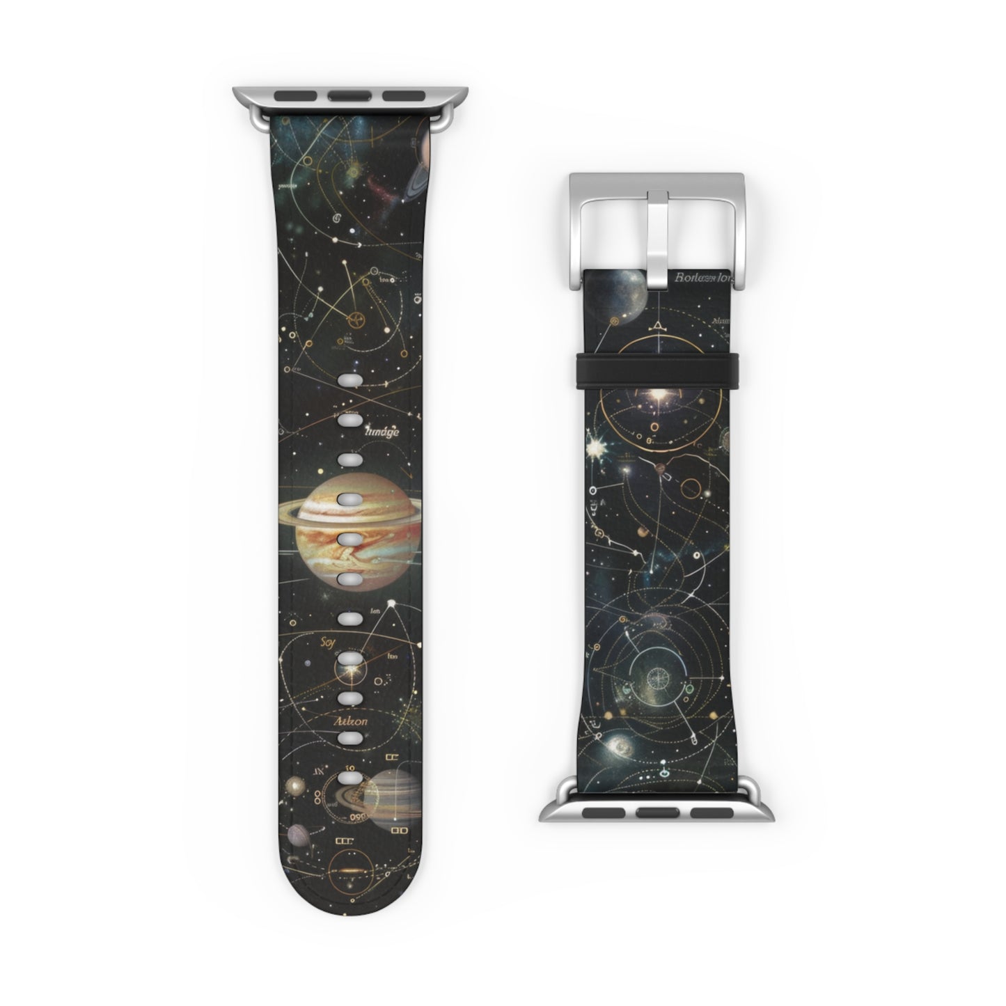 Solar System Exploration Apple Watch Band, Planetary Orbits & Constellations, Durable Black Silicone Strap for Astronomy Fans. Apple Watch Band Apple Watch Straps For Series 4 5 6 7 8 9 ULTRA SE 38/40/41mm & 42/44/45mm Vegan Faux Leather Band