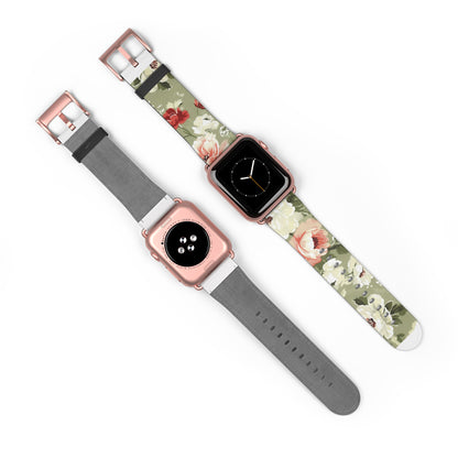 Spring Garden Floral Apple Watch Band, Vibrant Blossoms Smartwatch Strap, Fresh Botanicals Wristband Accessory. Apple Watch Band Apple Watch Straps For Series 4 5 6 7 8 9 ULTRA SE 38/40/41mm & 42/44/45mm Vegan Faux Leather Band