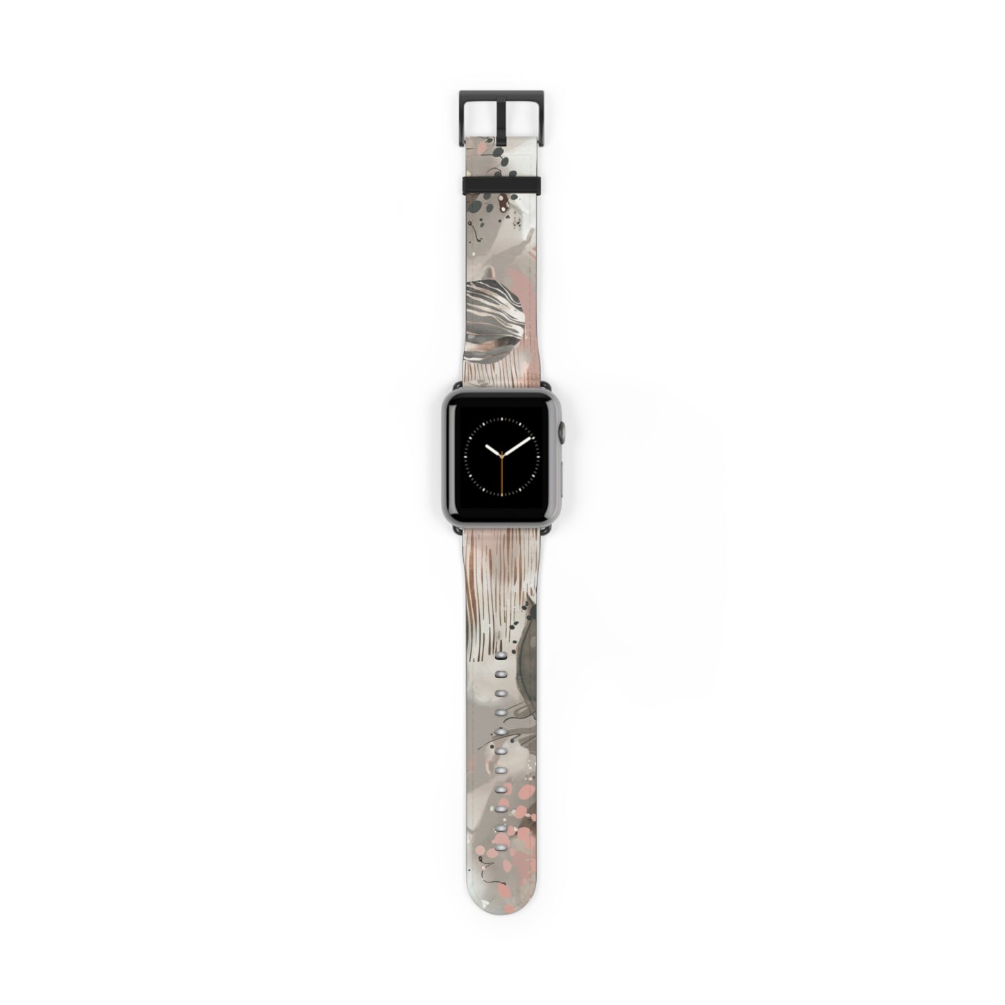 Contemporary Splatter Apple Watch Band, Abstract Earth Tones with Coral Accents, Chic Silicone Artistic Strap. Apple Watch Band Apple Watch Straps For Series 4 5 6 7 8 9 ULTRA SE 38/40/41mm & 42/44/45mm Vegan Faux Leather Band