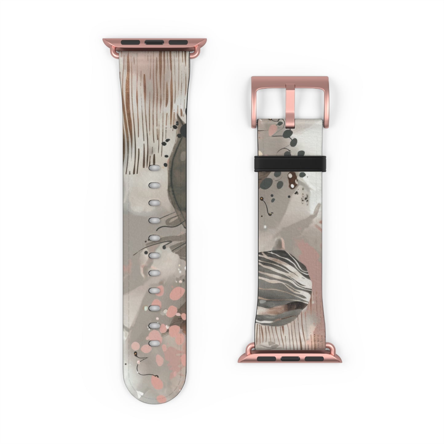 Contemporary Splatter Apple Watch Band, Abstract Earth Tones with Coral Accents, Chic Silicone Artistic Strap. Apple Watch Band Apple Watch Straps For Series 4 5 6 7 8 9 ULTRA SE 38/40/41mm & 42/44/45mm Vegan Faux Leather Band