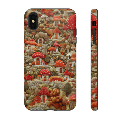 Custodia per iPhone Il villaggio dei funghi incantati, grafica con funghi fantasy, custodia protettiva unica, custodie per telefoni resistenti