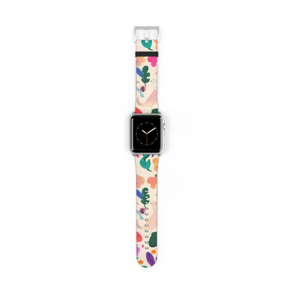 Whimsical Abstract Art Apple Watch Band | Colorful Illustrative Design Strap | Modern Artistic Watch Accessory | Eclectic Style Gift. Apple Watch Band Apple Watch Straps For Series 4 5 6 7 8 9  ULTRA SE 38/40/41mm & 42/44/45mm Vegan Faux Leather Band