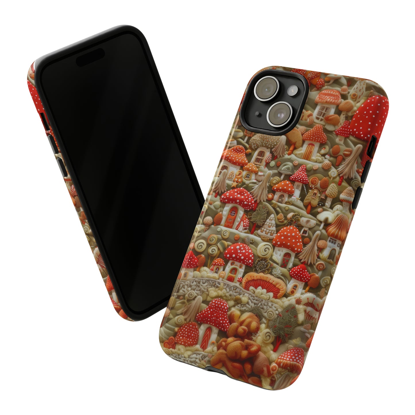 Custodia per iPhone Il villaggio dei funghi incantati, grafica con funghi fantasy, custodia protettiva unica, custodie per telefoni resistenti