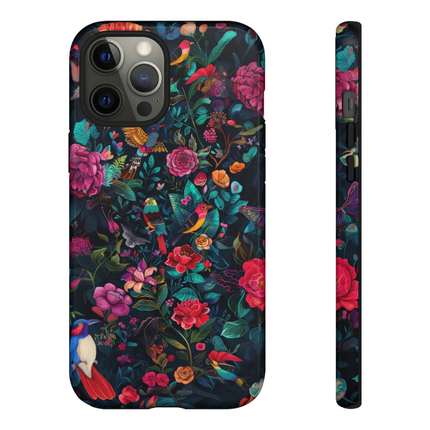 Tropische Vögel und Blüten iPhone Hülle, Exotisches Blumenparadies, Lebendige Schutzhülle, Robuste Handyhülle