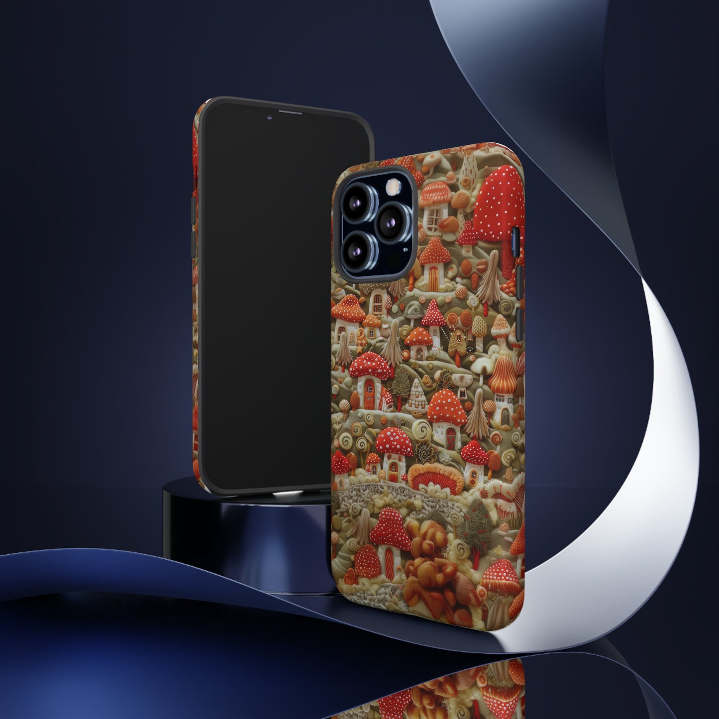 Custodia per iPhone Il villaggio dei funghi incantati, grafica con funghi fantasy, custodia protettiva unica, custodie per telefoni resistenti