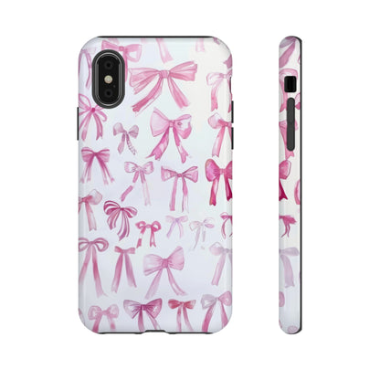 Pretty Pink Bows Phone Case, Feminine Ribbon Design Cover for Smartphones, Charming Accessory, Tough Phone Cases