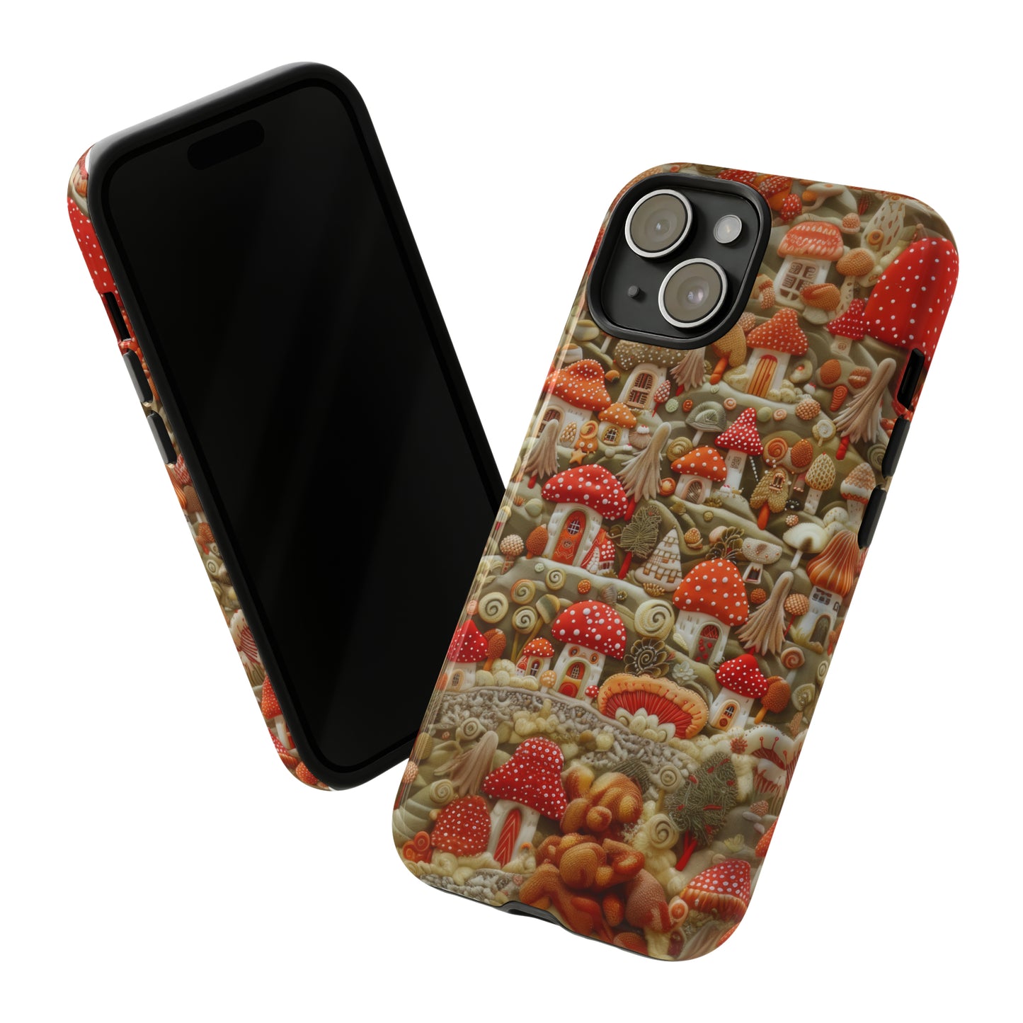 Custodia per iPhone Il villaggio dei funghi incantati, grafica con funghi fantasy, custodia protettiva unica, custodie per telefoni resistenti