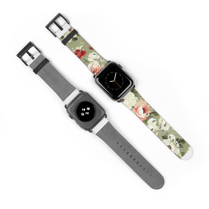 Spring Garden Floral Apple Watch Band, Vibrant Blossoms Smartwatch Strap, Fresh Botanicals Wristband Accessory. Apple Watch Band Apple Watch Straps For Series 4 5 6 7 8 9 ULTRA SE 38/40/41mm & 42/44/45mm Vegan Faux Leather Band