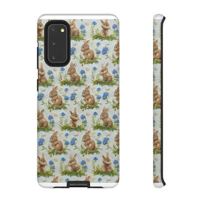 Springtime Bunnies iPhone Hülle, Entzückendes Kaninchen- und Glockenblumen-Design, Bezaubernde Schutzhülle, Robuste Hüllen 