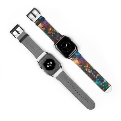 Cosmic Swirl Abstract Apple Watch Band, Galactic Marble Effect Smartwatch Strap, Vibrant Nebula-Inspired Wristband Accessory. Apple Watch Band Apple Watch Straps For Series 4 5 6 7 8 9 ULTRA SE 38/40/41mm & 42/44/45mm Vegan Faux Leather Band