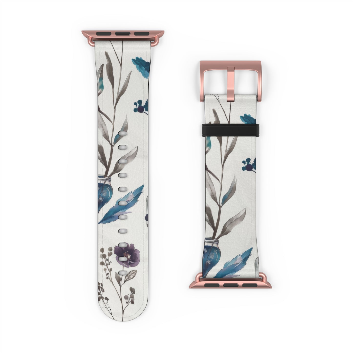 Florale Eleganz Apple Watch Band | Schickes Armband mit botanischem Design. Apple Watch Band Apple Watch Armbänder für Serie 4 5 6 7 8 9 ULTRA SE 38/40/41 mm und 42/44/45 mm veganes Kunstlederband 