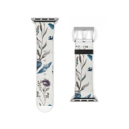 Florale Eleganz Apple Watch Band | Schickes Armband mit botanischem Design. Apple Watch Band Apple Watch Armbänder für Serie 4 5 6 7 8 9 ULTRA SE 38/40/41 mm und 42/44/45 mm veganes Kunstlederband 