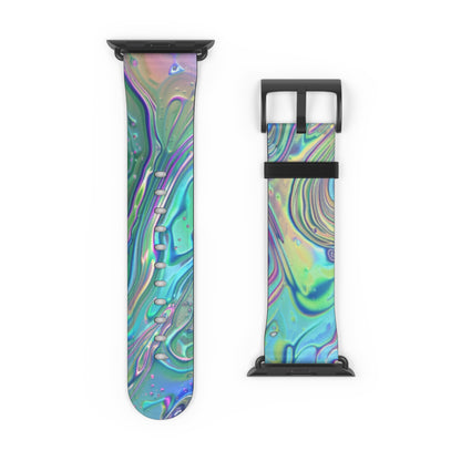 Iridescent Swirl Apple Watch Strap, Holographic Marbled Band, Mesmerizing Accessory for a Futuristic Style Statement. Apple Watch Band Apple Watch Straps For Series 4 5 6 7 8 9 ULTRA SE 38/40/41mm & 42/44/45mm Vegan Faux Leather Band