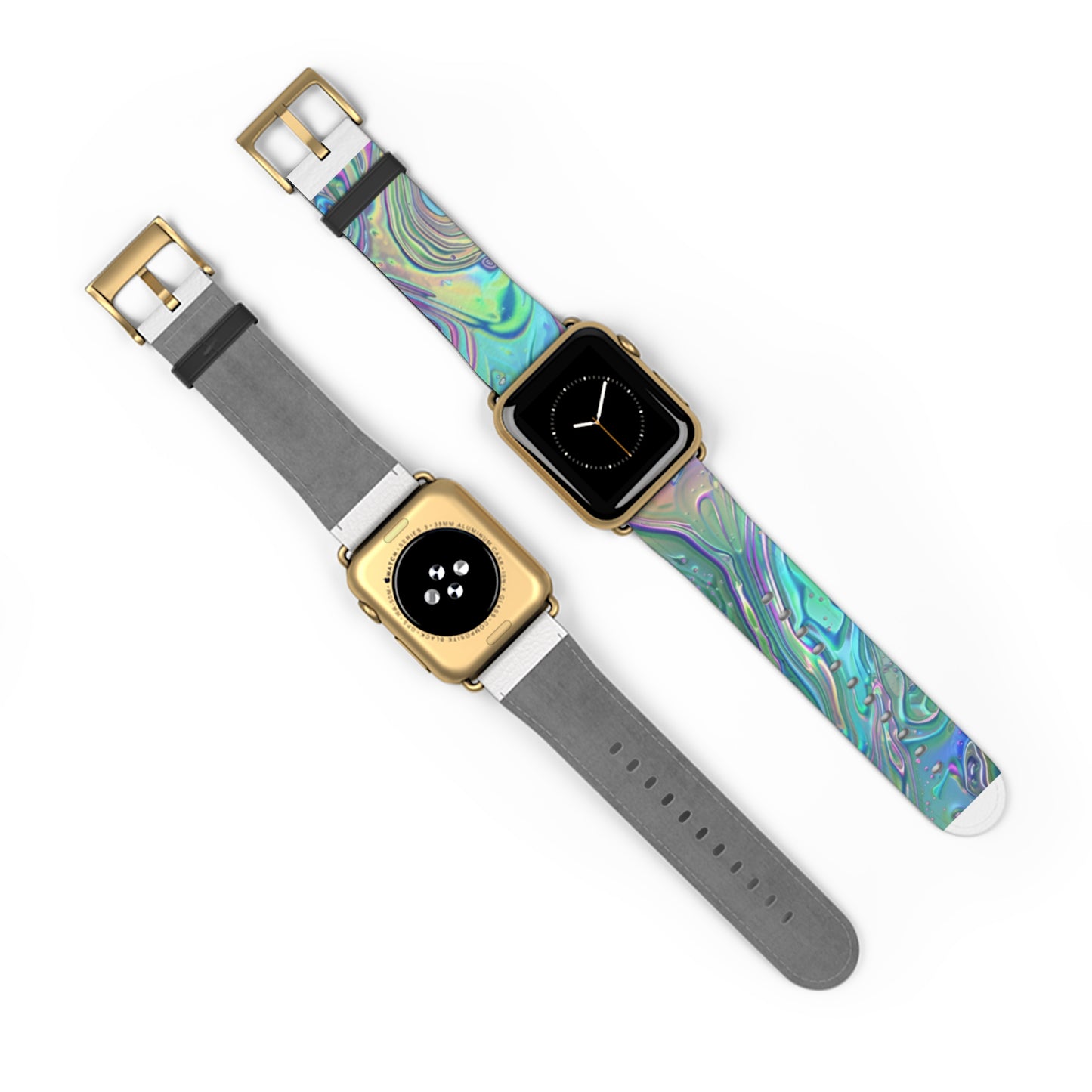 Iridescent Swirl Apple Watch Strap, Holographic Marbled Band, Mesmerizing Accessory for a Futuristic Style Statement. Apple Watch Band Apple Watch Straps For Series 4 5 6 7 8 9 ULTRA SE 38/40/41mm & 42/44/45mm Vegan Faux Leather Band