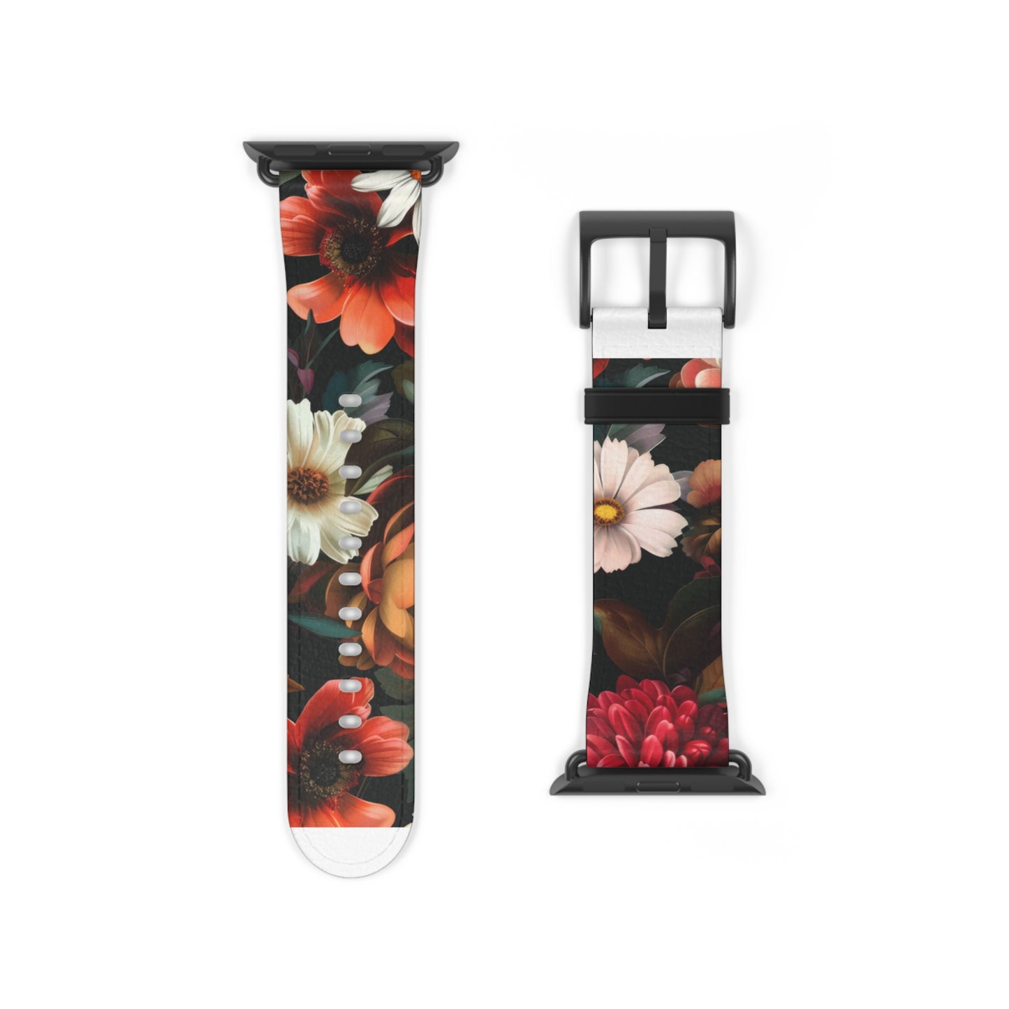 Autumn Bloom Elegance Apple Watch Band, Fall Flower Symphony Smartwatch Strap, Rich Floral Tapestry Wristband Accessory. Apple Watch Band Apple Watch Straps For Series 4 5 6 7 8 9 ULTRA SE 38/40/41mm & 42/44/45mm Vegan Faux Leather Band