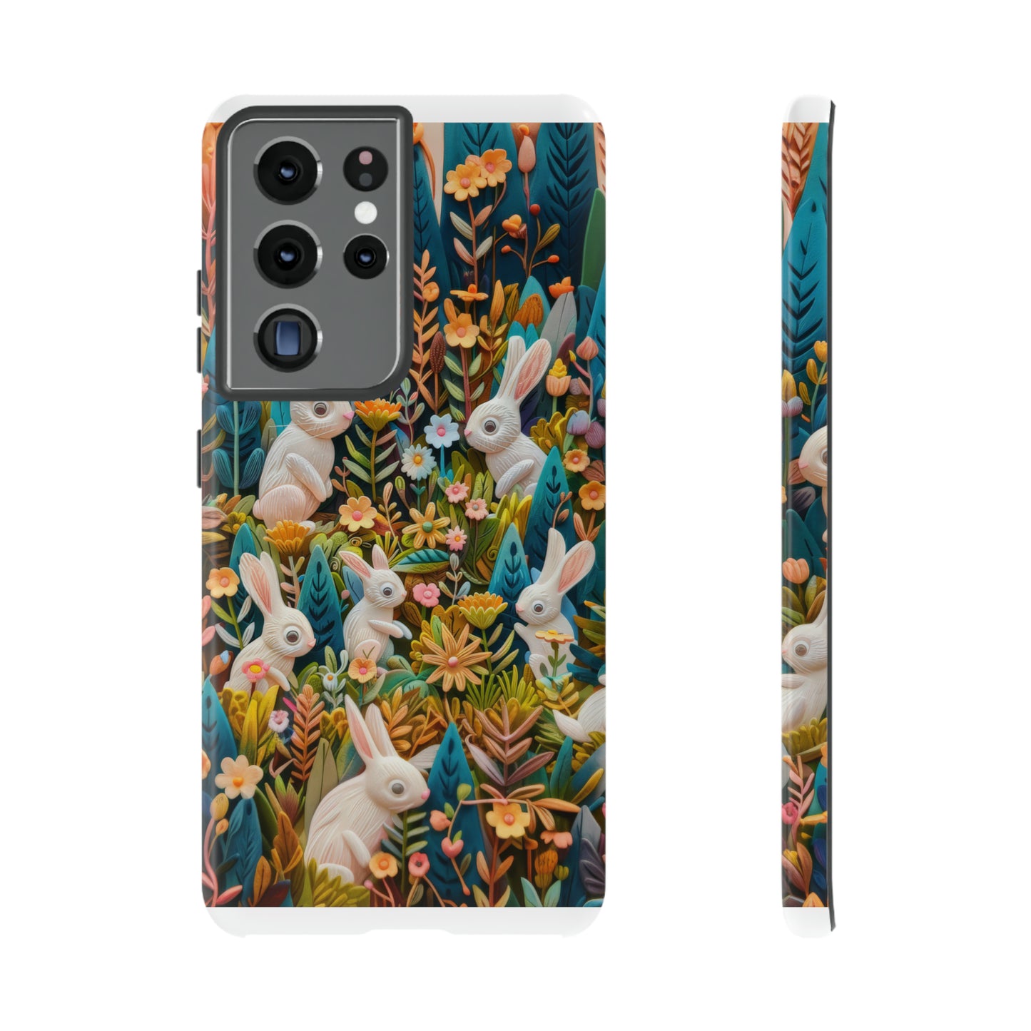 Mystical Garden Bunnies iPhone Case, Enchanted Floral Wonderland, Durable Protective Cover, Tough Phone Cases