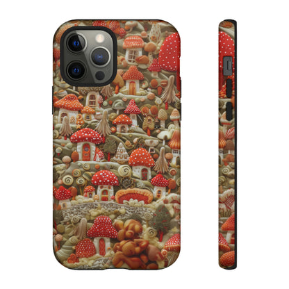 Custodia per iPhone Il villaggio dei funghi incantati, grafica con funghi fantasy, custodia protettiva unica, custodie per telefoni resistenti