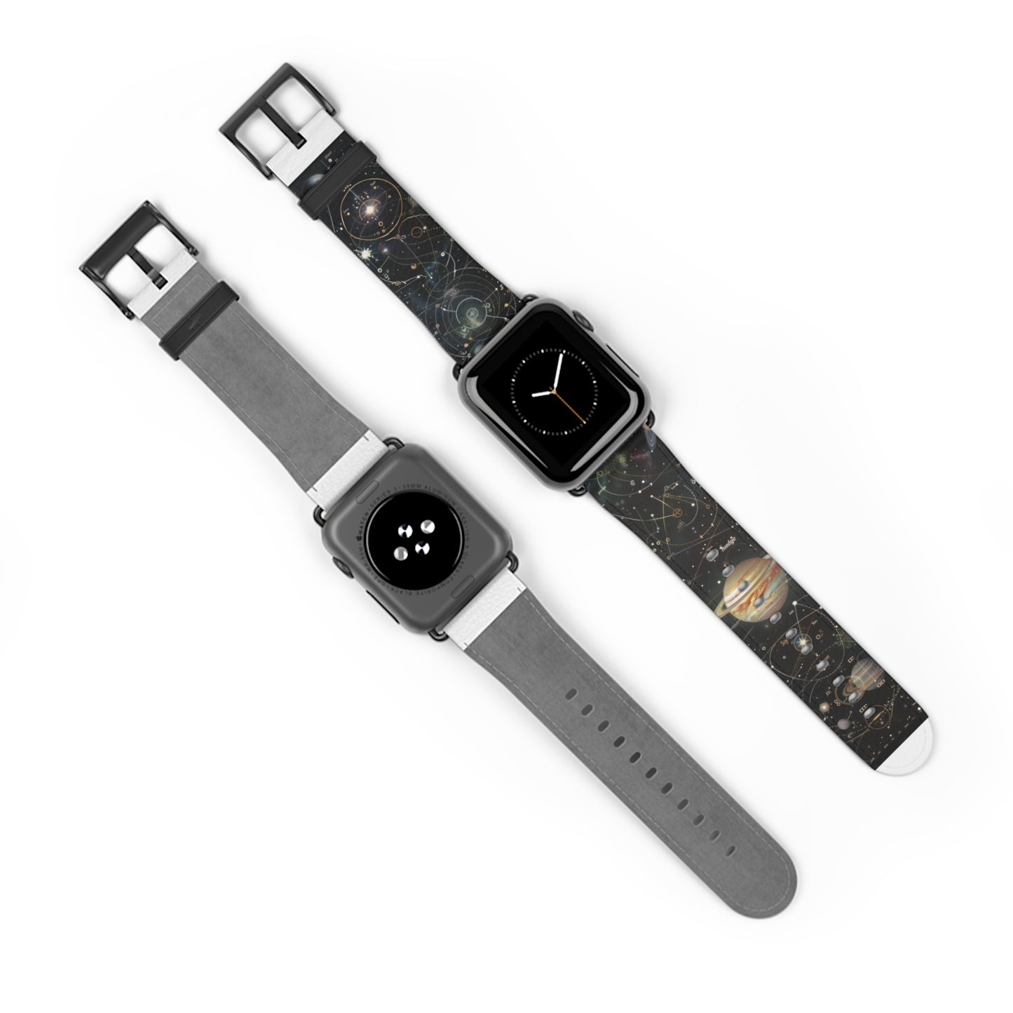 Solar System Exploration Apple Watch Band, Planetary Orbits & Constellations, Durable Black Silicone Strap for Astronomy Fans. Apple Watch Band Apple Watch Straps For Series 4 5 6 7 8 9 ULTRA SE 38/40/41mm & 42/44/45mm Vegan Faux Leather Band