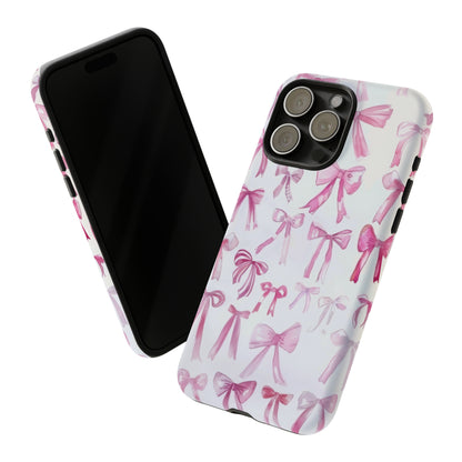 Pretty Pink Bows Phone Case, Feminine Ribbon Design Cover for Smartphones, Charming Accessory, Tough Phone Cases