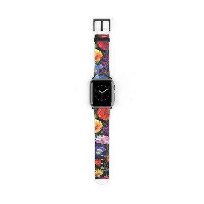 Floral Elegance Apple Watch Strap, Lush Botanical Print Watch Band, Chic Garden-Inspired Accessory for Everyday Style. Apple Watch Band Apple Watch Straps For Series 4 5 6 7 8 9 SE 38/40/41mm & 42/44/45mm Vegan Faux Leather Band