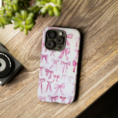 Pretty Pink Bows Phone Case, Feminine Ribbon Design Cover for Smartphones, Charming Accessory, Tough Phone Cases