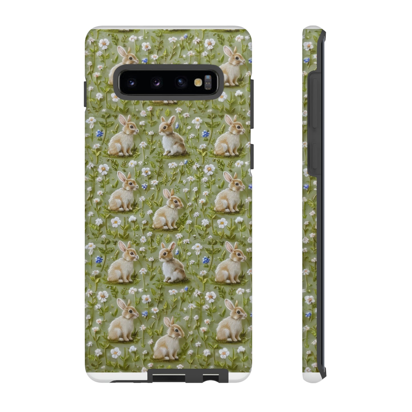 Custodia per iPhone Meadow Rabbits, design Serene Spring Wildlife, custodia protettiva di ispirazione ecologica, custodie per telefoni resistenti