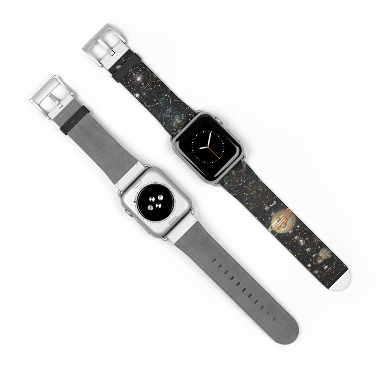 Solar System Exploration Apple Watch Band, Planetary Orbits & Constellations, Durable Black Silicone Strap for Astronomy Fans. Apple Watch Band Apple Watch Straps For Series 4 5 6 7 8 9 ULTRA SE 38/40/41mm & 42/44/45mm Vegan Faux Leather Band