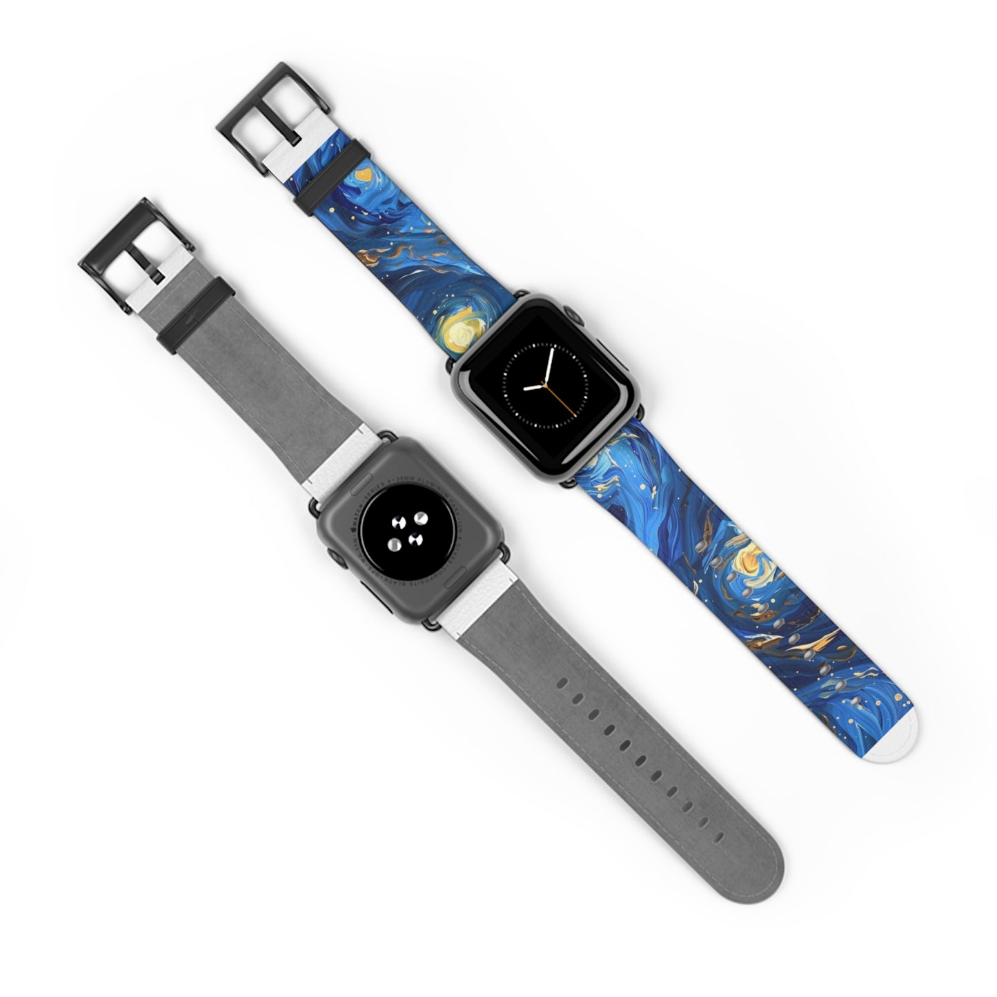 Van Gogh's Starry Night Apple Watch Band, Artistic Masterpiece Strap, Classic Painting Accessory, Expressionist Sky Watch Band, Inspired Art Gift. Apple Watch Straps For Series 4 5 6 7 8 9 ULTRA SE 38/40/41mm & 42/44/45mm Vegan Faux Leather Band