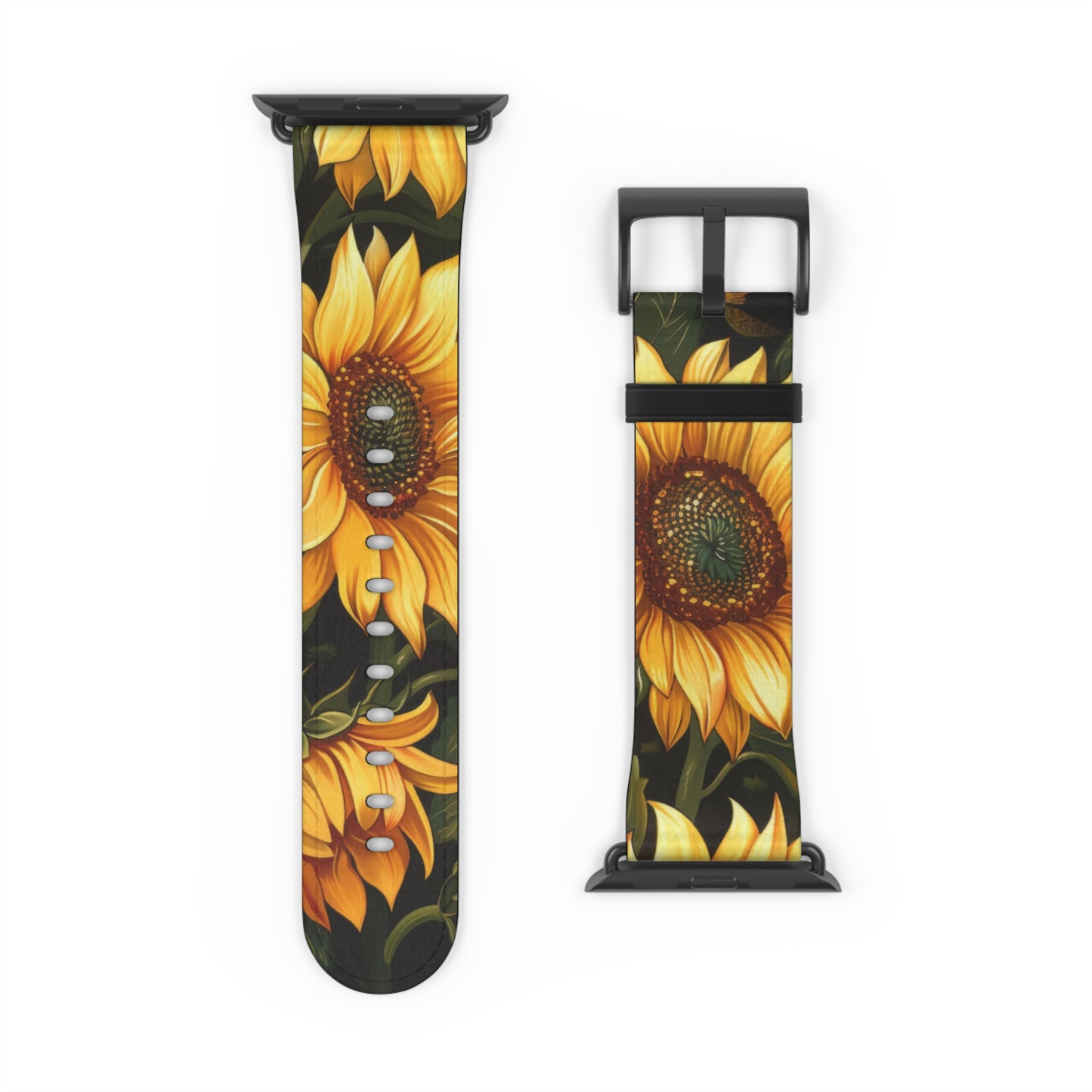 Radiant Sunflower Field Apple Watch Band, Vibrant Summer Blossoms, Cheerful Botanical Smartwatch Strap. Apple Watch Band Apple Watch Straps For Series 4 5 6 7 8 9 ULTRA SE 38/40/41mm & 42/44/45mm Vegan Faux Leather Band