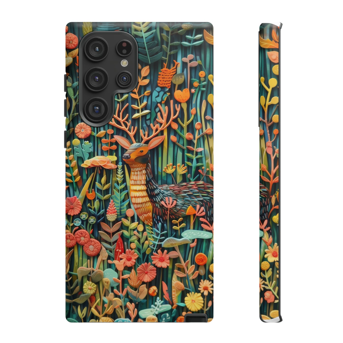 Mystical Woodland Stag iPhone Case, Vibrant Nature Scene, Artistic Protective Cover, Tough Phone Cases