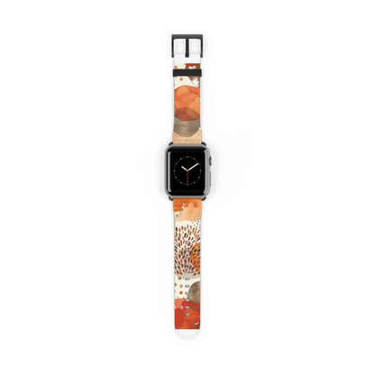 Autumn-Inspired Abstract Apple Watch Band, Earthy Tones Watercolor Design, Elegant Smartwatch Accessory. Apple Watch Band Apple Watch Straps For Series 4 5 6 7 8 9 SE 38/40/41mm & 42/44/45mm Vegan Faux Leather Band