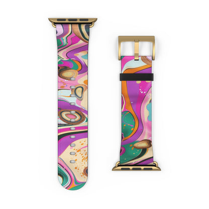 Vibrant Marbled Art Apple Watch Band, Expressive Color Fusion Smartwatch Strap, Unique Abstract Design Wristband Accessory. Apple Watch Band Apple Watch Straps For Series 4 5 6 7 8 9 ULTRA SE 38/40/41mm & 42/44/45mm Vegan Faux Leather Band