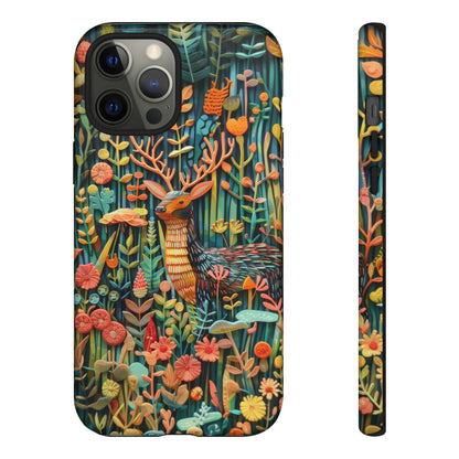 Mystical Woodland Stag iPhone Case, Vibrant Nature Scene, Artistic Protective Cover, Tough Phone Cases