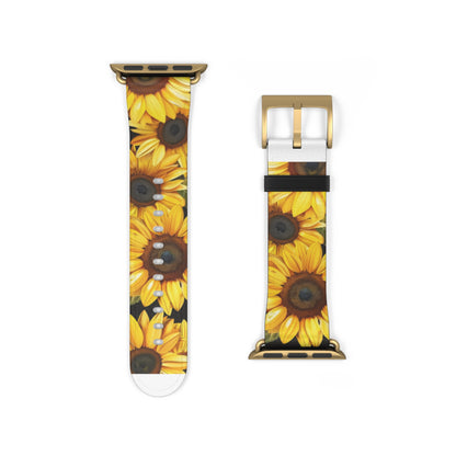 Vibrant Sunflower Fields Apple Watch Strap | Cheerful Floral Design Band | Botanical Smartwatch Accessory | Summer Style Must-Have. Apple Watch Band Apple Watch Straps For Series 4 5 6 7 8 9 ULTRA SE 38/40/41mm & 42/44/45mm Vegan Faux Leather Band