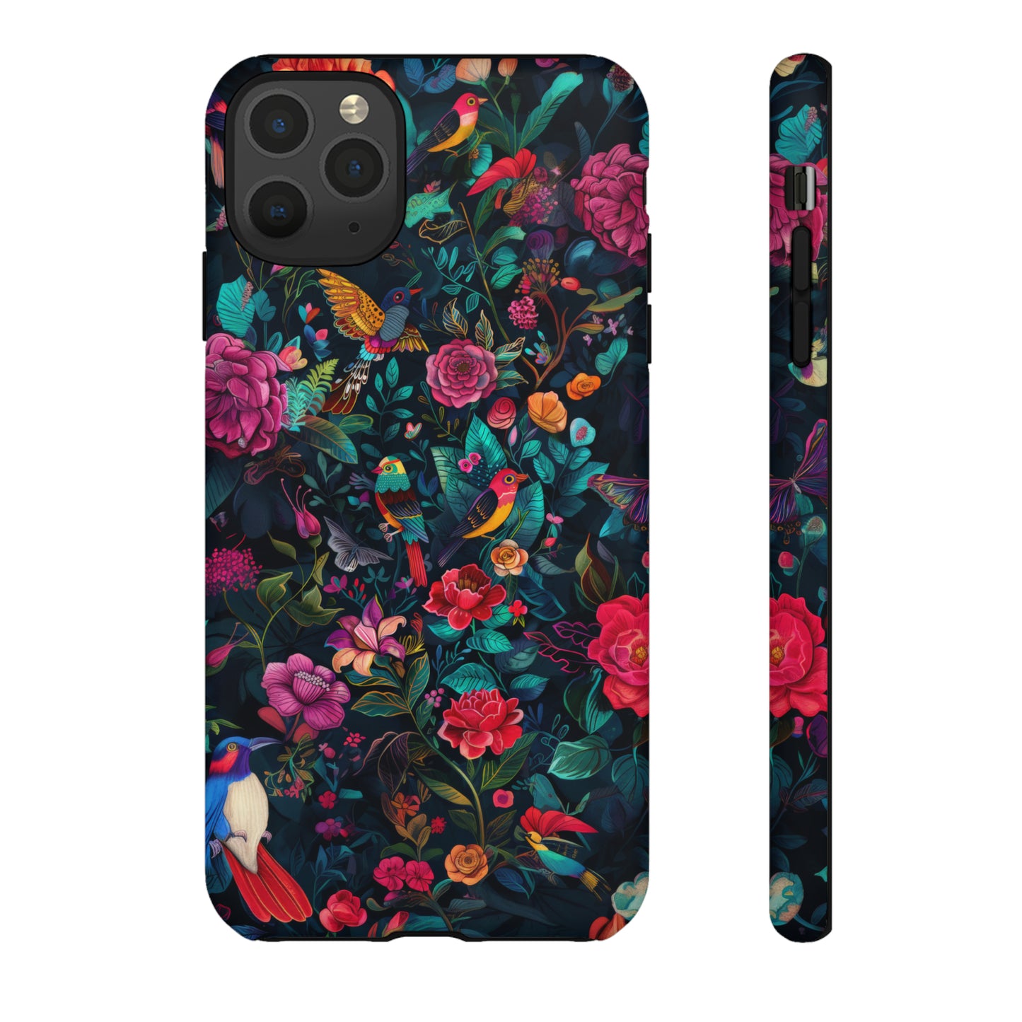 Tropische Vögel und Blüten iPhone Hülle, Exotisches Blumenparadies, Lebendige Schutzhülle, Robuste Handyhülle