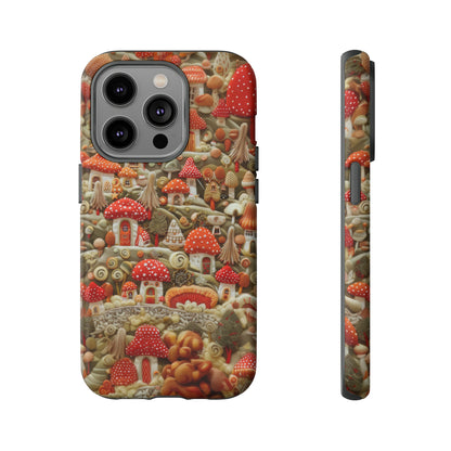 Custodia per iPhone Il villaggio dei funghi incantati, grafica con funghi fantasy, custodia protettiva unica, custodie per telefoni resistenti