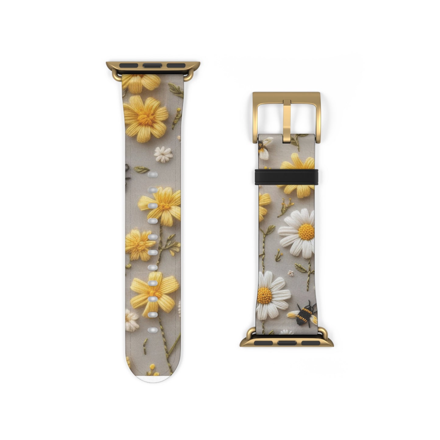 Spring Meadow Daisy Apple Watch Band, Fresh Yellow & White Floral Design, Nature-Inspired Smartwatch Strap. Apple Watch Band Apple Watch Straps For Series 4 5 6 7 8 9 ULTRA SE 38/40/41mm & 42/44/45mm Vegan Faux Leather Band