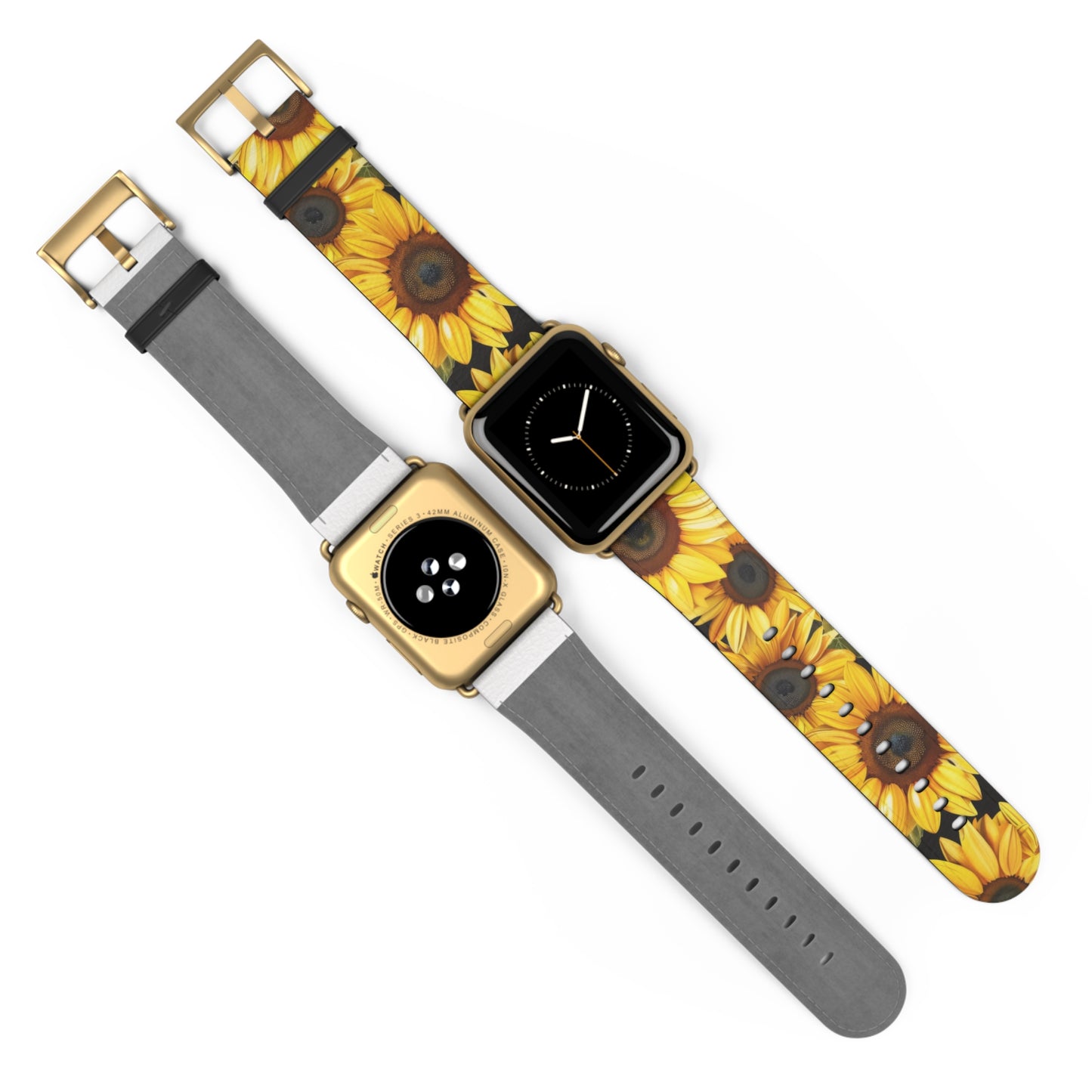 Vibrant Sunflower Fields Apple Watch Strap | Cheerful Floral Design Band | Botanical Smartwatch Accessory | Summer Style Must-Have. Apple Watch Band Apple Watch Straps For Series 4 5 6 7 8 9 ULTRA SE 38/40/41mm & 42/44/45mm Vegan Faux Leather Band