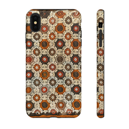 Custodia per iPhone retrò in pizzo all'uncinetto, estetica dal design artigianale, custodia protettiva in stile vintage, custodie per telefono resistenti