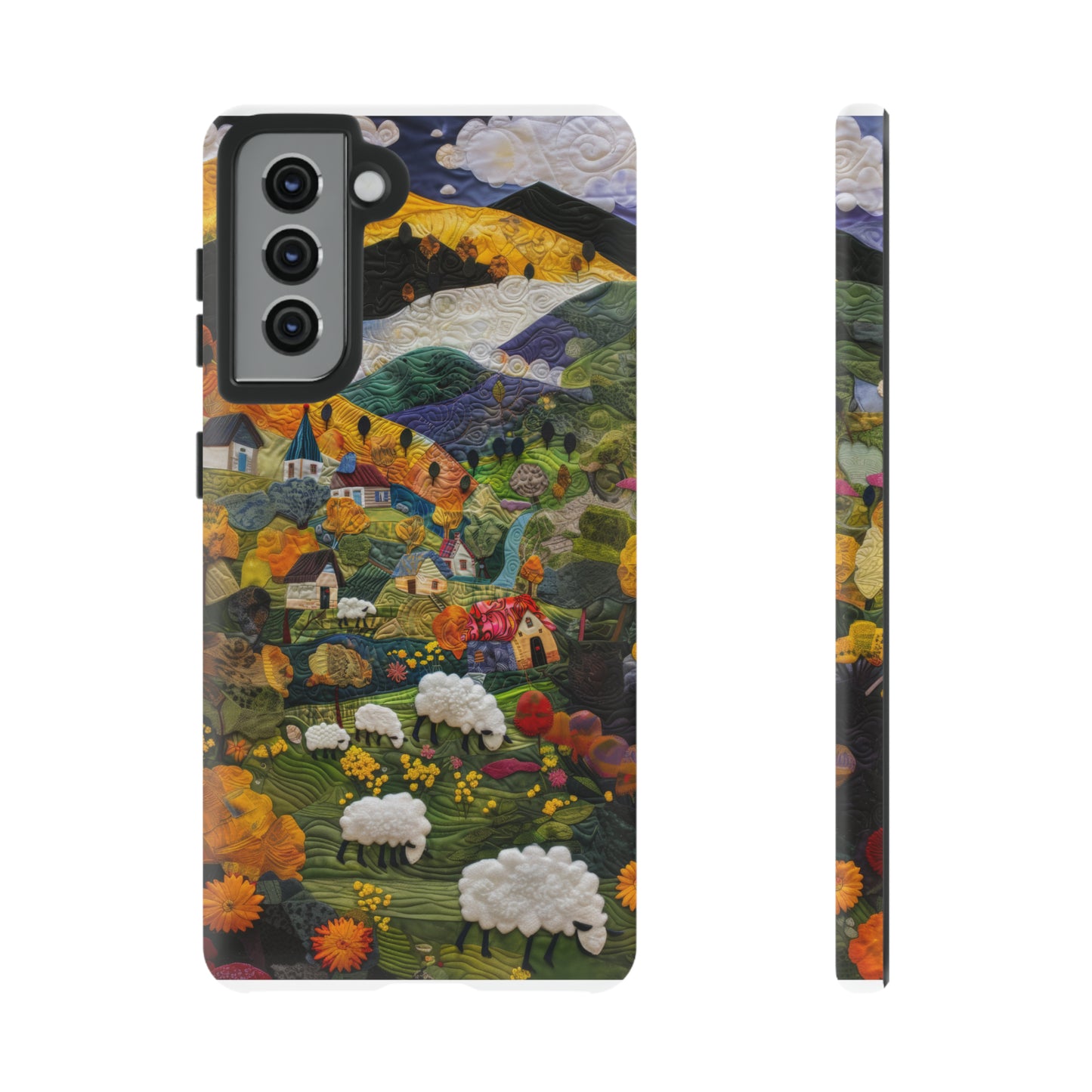 Quaint Countryside Quilt iPhone Case, Artistic Pastoral Landscape, Sturdy Protective Cover, Tough Phone Cases