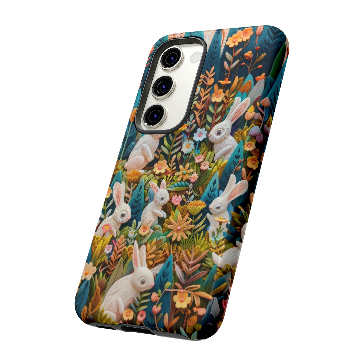 Mystical Garden Bunnies iPhone Case, Enchanted Floral Wonderland, Durable Protective Cover, Tough Phone Cases