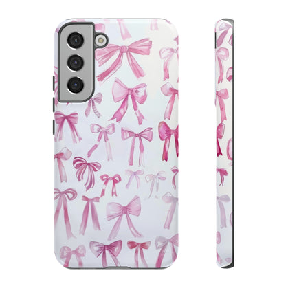 Pretty Pink Bows Phone Case, Feminine Ribbon Design Cover for Smartphones, Charming Accessory, Tough Phone Cases